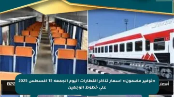 «توفير مضمون» أسعار تذاكر القطارات اليوم الجمعة 15 أغسطس 2025 على خطوط الوجهين